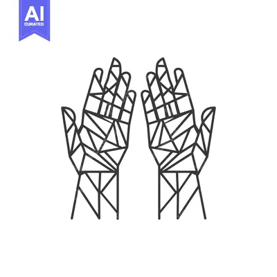 Two Geometrically Designed Hands Reaching Upwards