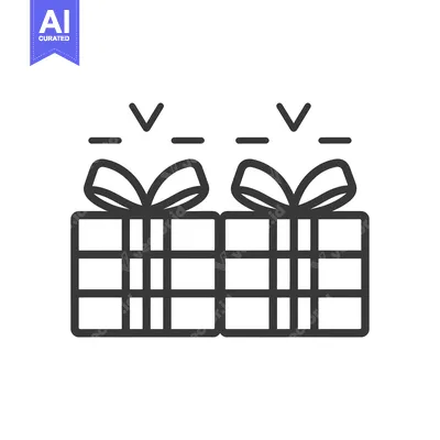 Two Gift Boxes with Bows and Dashed Lines Above