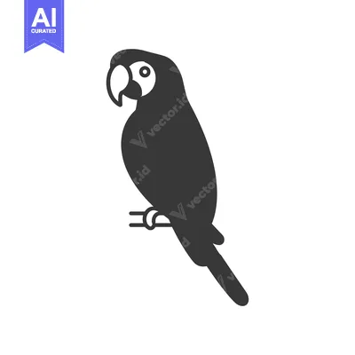 A Black and White Silhouette of a Parrot Perched on a Branch
