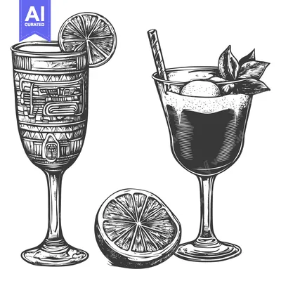Two Glasses of Cocktails with Lemon and Mint
