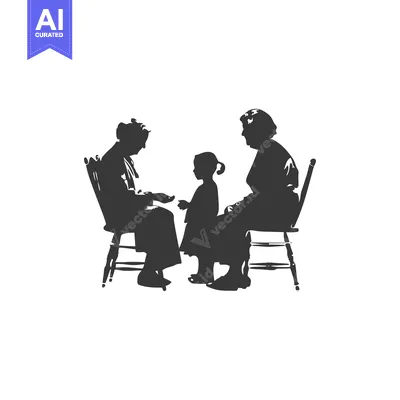 Aset premium populer: Two Grandparents and a Child Sitting on Chairs