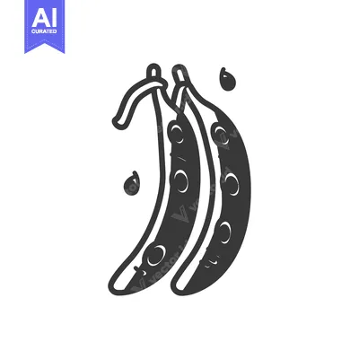 Aset desain premium: Two Green Pea Pods with Seeds and Water Droplets