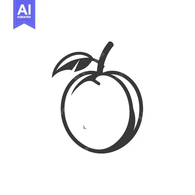 Aset premium populer: A Black and White Silhouette of a Peach with a Leaf