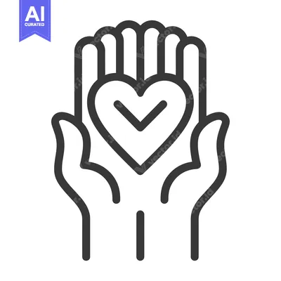 Two hands cupped holding a heart with a check mark inside