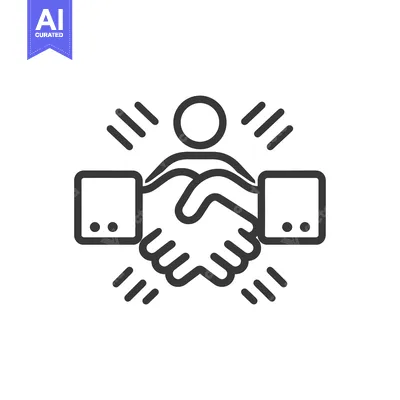 Aset desain premium: Two Handshake Illustration with Person Icon in Center