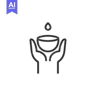 Two Hands Holding a Bowl with a Water Drop Above