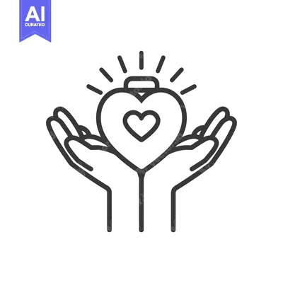 Two Hands Holding a Glowing Heart with a Smaller Heart Inside