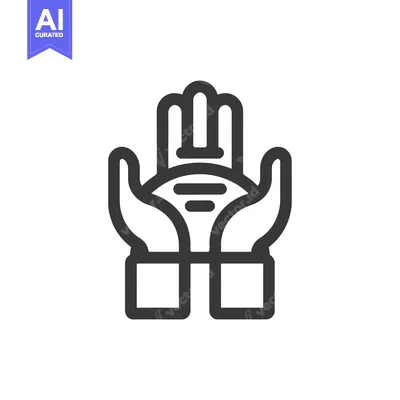 Two Hands Holding a Half-Circle with Lines