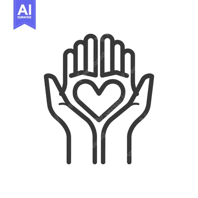Aset desain premium: Two Hands Holding a Heart in the Center