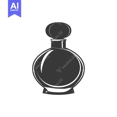 A Black and White Silhouette of a Perfume Bottle