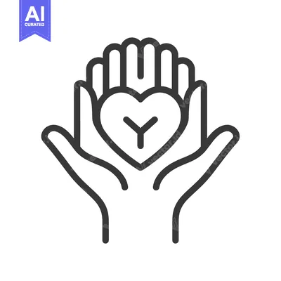 Aset desain premium: Two Hands Holding a Heart with a Y Inside