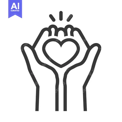 Two Hands Holding a Heart with Radiating Light