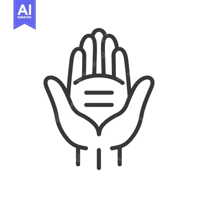 Two Hands Holding a Shield with Two Parallel Lines