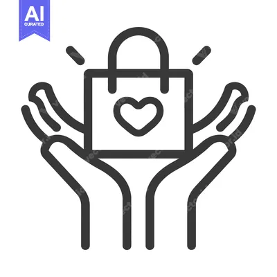 Two Hands Holding a Shopping Bag with a Heart Inside