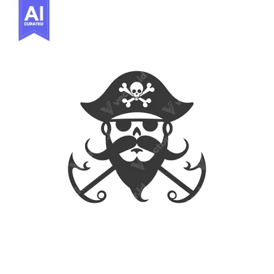 Premium design asset: A Black and White Silhouette of a Pirate with a Skull and Crossbones H