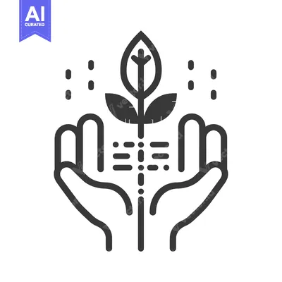 Two Hands Protecting a Growing Plant with Dots Around It