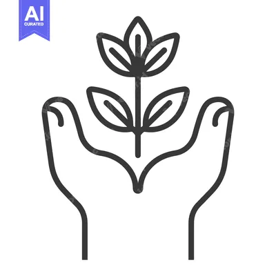 Two Hands Protecting a Small Plant with Five Leaves