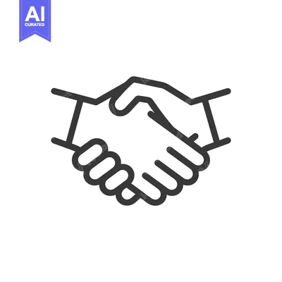 Two hands shaking in a simple line drawing