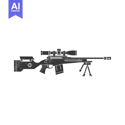 A Black and White Silhouette of a Sniper Rifle with a Scope