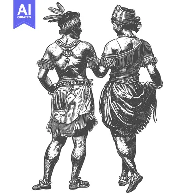 Two Indigenous People in Traditional Attire Facing Each Other