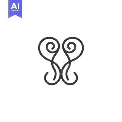 Premium design asset: Two Intertwined Swirling Shapes in a Line Art Style