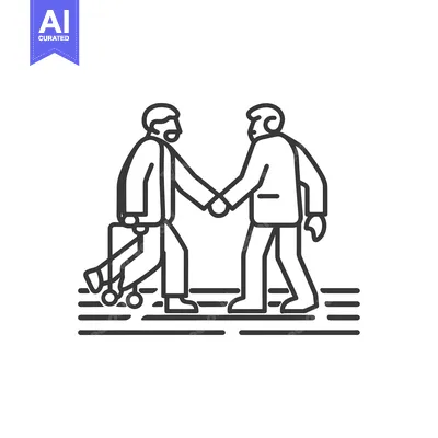 Aset desain premium: Two Men Shaking Hands, One Using a Walker