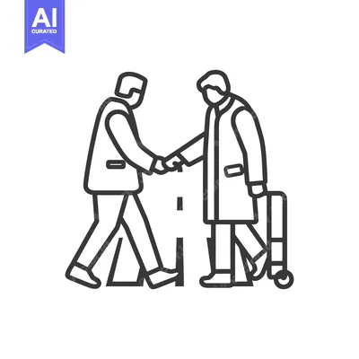 Two Men Shaking Hands, One With Luggage