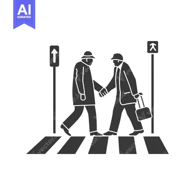 Aset premium populer: Two Men Shaking Hands While Crossing a Crosswalk