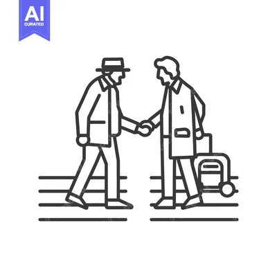 Two Men Shaking Hands With One Carrying Luggage