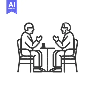 Aset premium populer: Two Men Sitting at a Table with a Cup in Front of Them