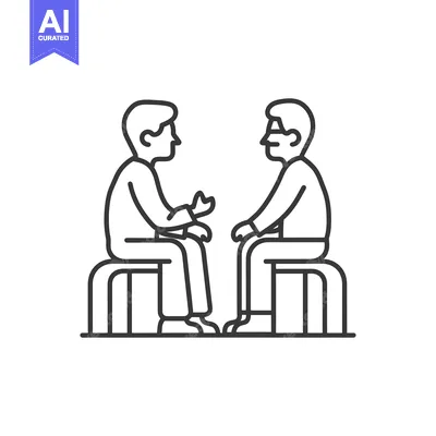 Two Men Sitting Facing Each Other, Engaged in Conversation