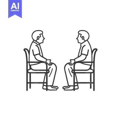 Two Men Sitting Facing Each Other on Chairs