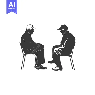 Popular premium asset: Two Men Sitting in Chairs Facing Each Other in Silhouette