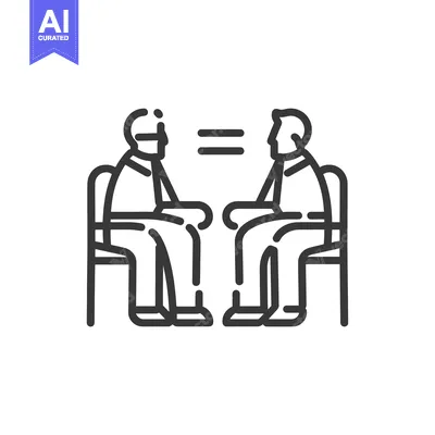 Two Men Sitting In Chairs With Equality Sign Between Them