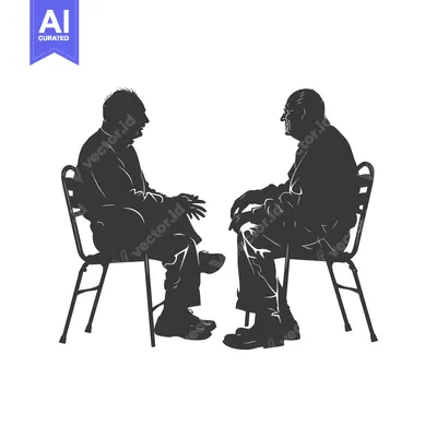 Two Men Sitting on Chairs Facing Each Other