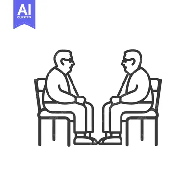 Premium design asset: Two Men Sitting on Chairs Facing Each Other