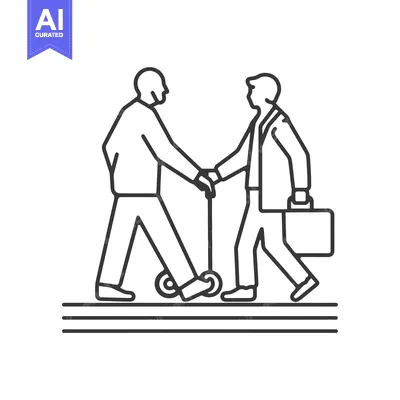 Two Men Walking, One Pushing a Scooter