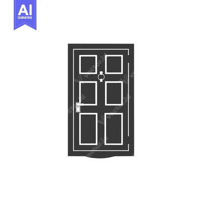 A Black and White Silhouette of a Traditional Door with a Knocker