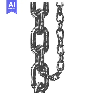 Two Metal Chains Intertwined in a Detailed Hand-Drawn Illustration