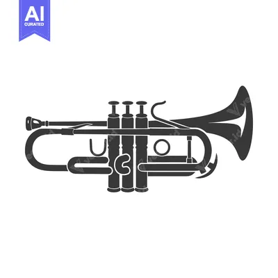 A Black and White Silhouette of a Trumpet
