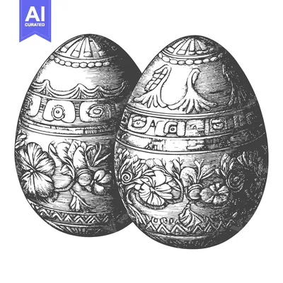 Aset premium populer: Two Ornate Easter Eggs with Floral Designs