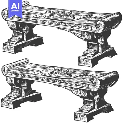 Two Ornate Wooden Benches with Carved Designs