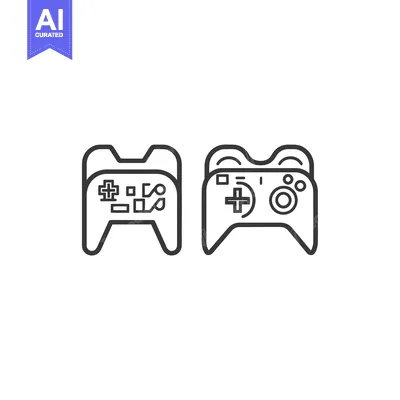 Two Outline Illustrations of Video Game Controllers