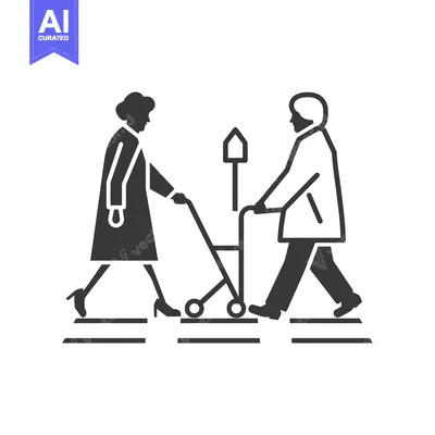 Two People Crossing a Street with a Rolling Cart
