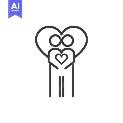 Two People Embracing a Heart Inside a Heart Shape