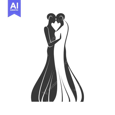 Two People Embracing in Wedding Dresses