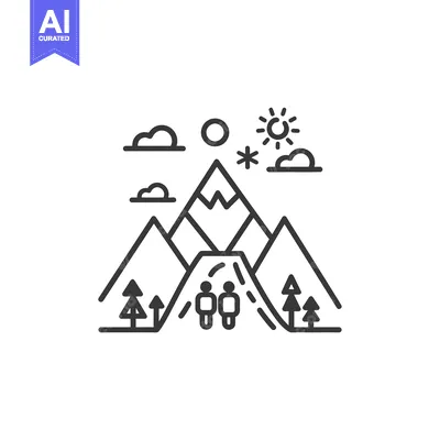 Two People Hiking Up a Mountain Path in a Mountain Range