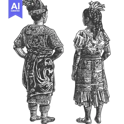 Two People in Traditional Mayan Clothing, Back View