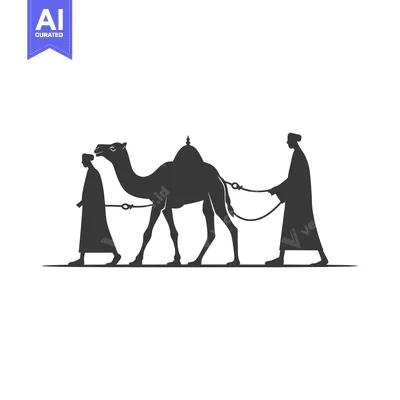 Two People Leading a Camel on a Leash