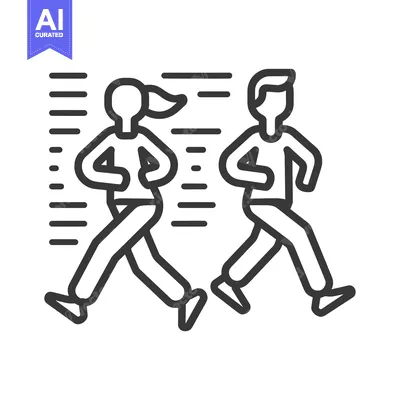Aset desain premium: Two People Running Side by Side with Motion Lines